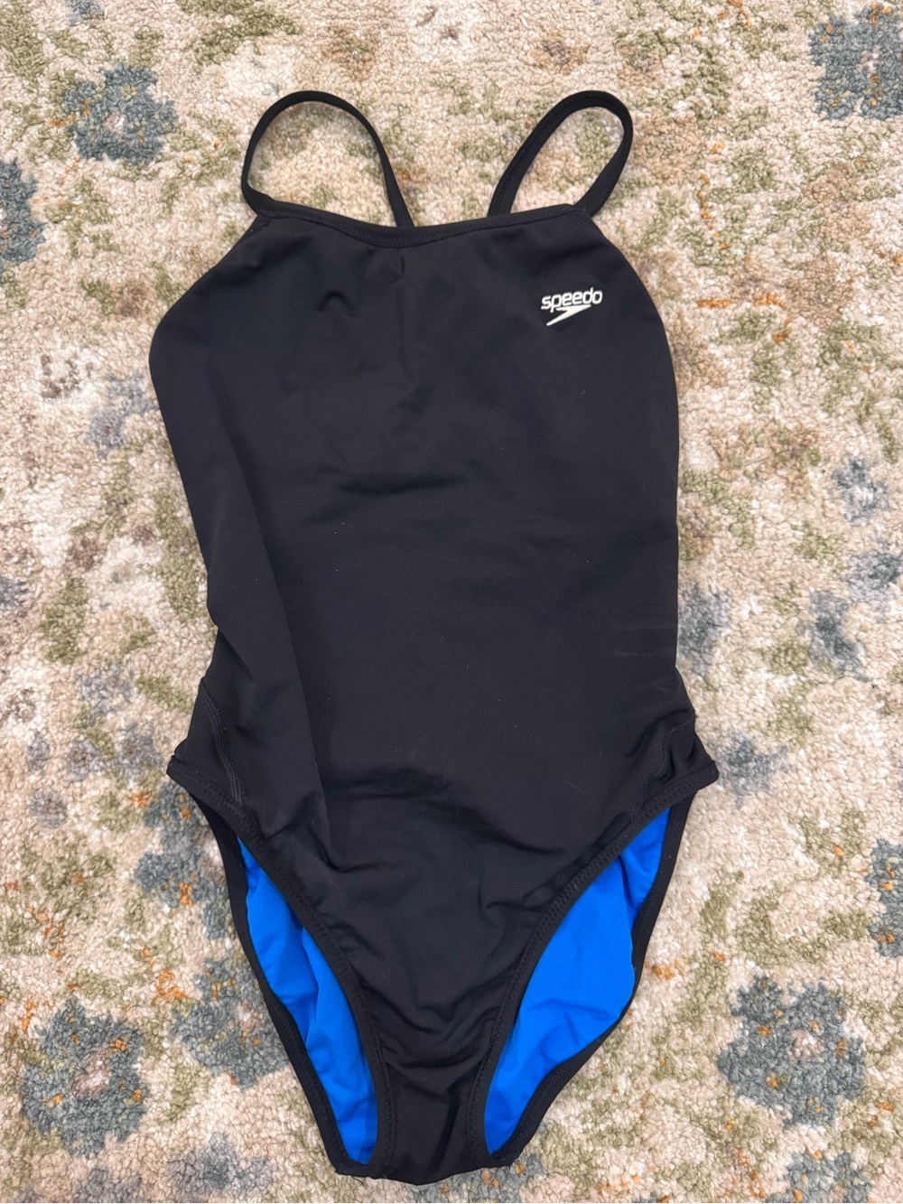 Speedo Black One-Piece Swimsuit with Blue Inner Lining